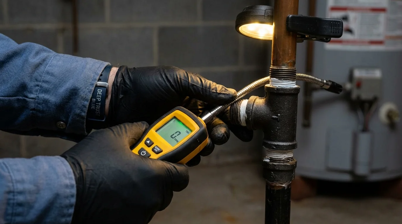 Gas leak detection with electronic sniffer by Johns Plumbing LLC in Occidental