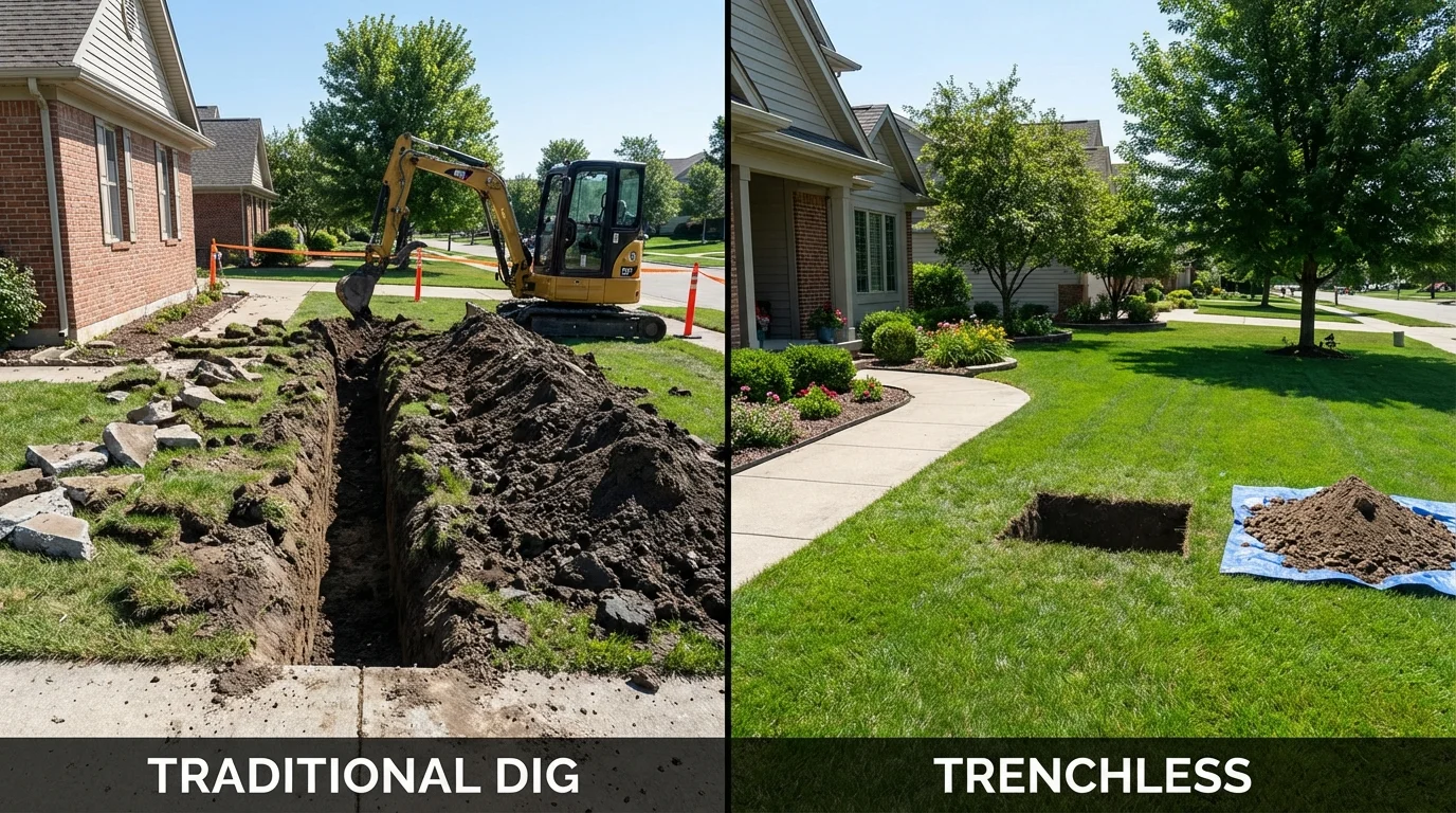 Trenchless sewer repair with minimal yard damage versus traditional excavation in Occidental, CA